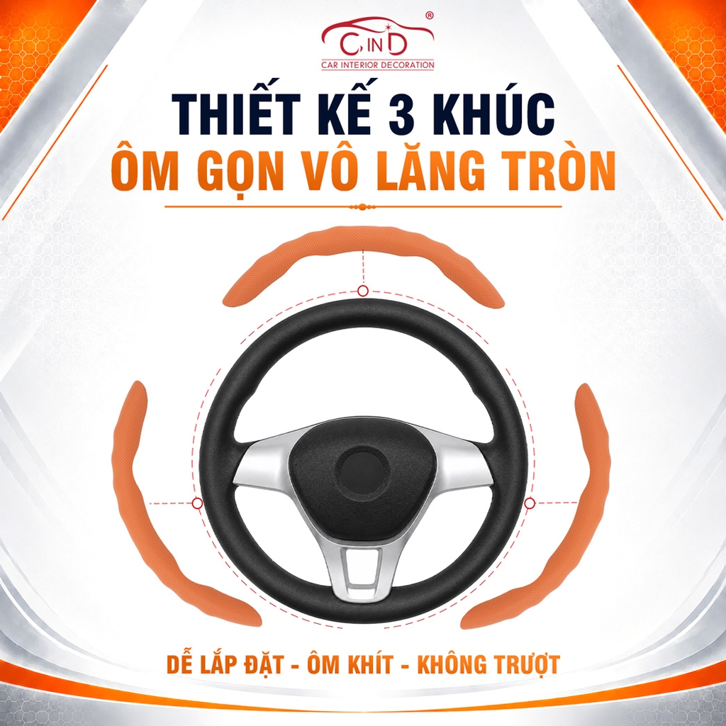 Miếng Ốp Bọc Vô Lăng Ô Tô CIND Da Nappa (Phiên Bản Nâng Cấp) Mềm Mại Êm Ái Mỏng Nhẹ Chống Trượt Phù Hợp Nhiều Dòng Xe