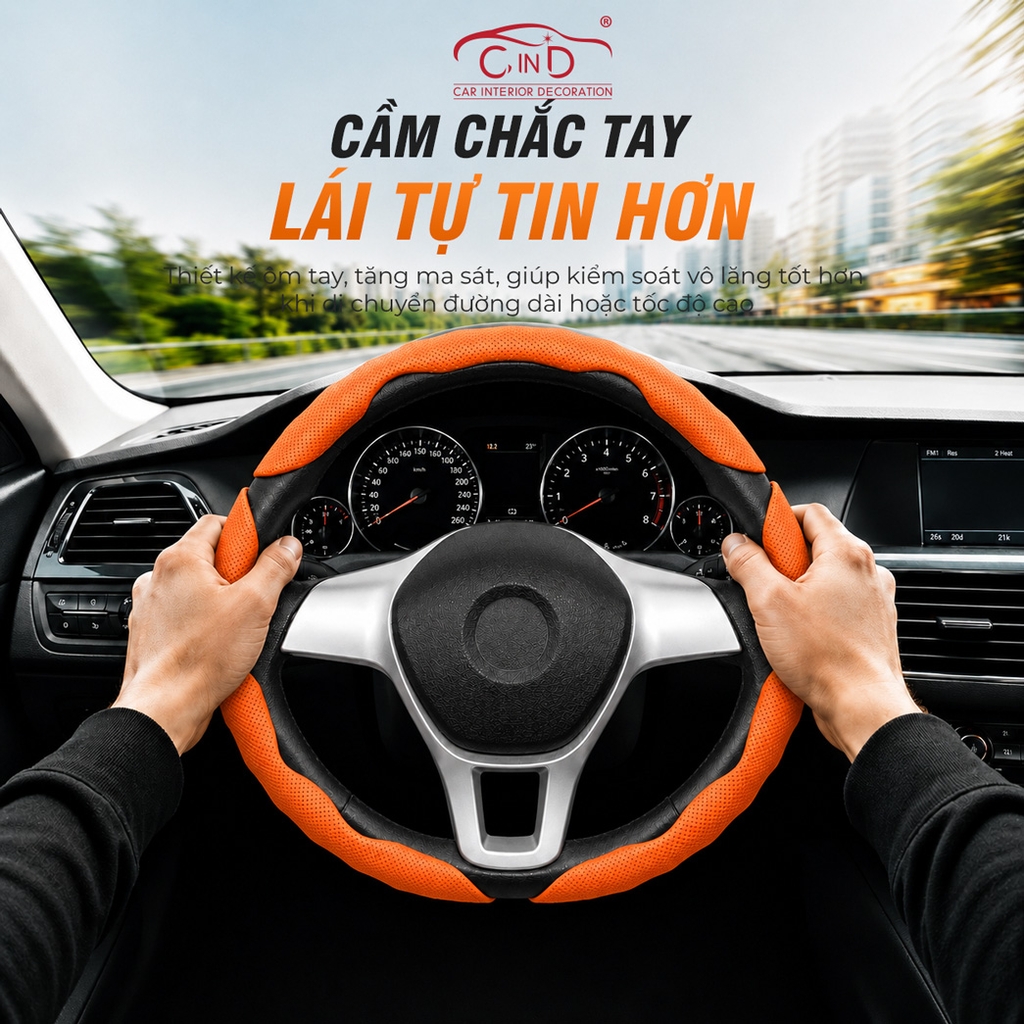 Miếng Ốp Bọc Vô Lăng Ô Tô CIND Da Nappa (Phiên Bản Nâng Cấp) Mềm Mại Êm Ái Mỏng Nhẹ Chống Trượt Phù Hợp Nhiều Dòng Xe