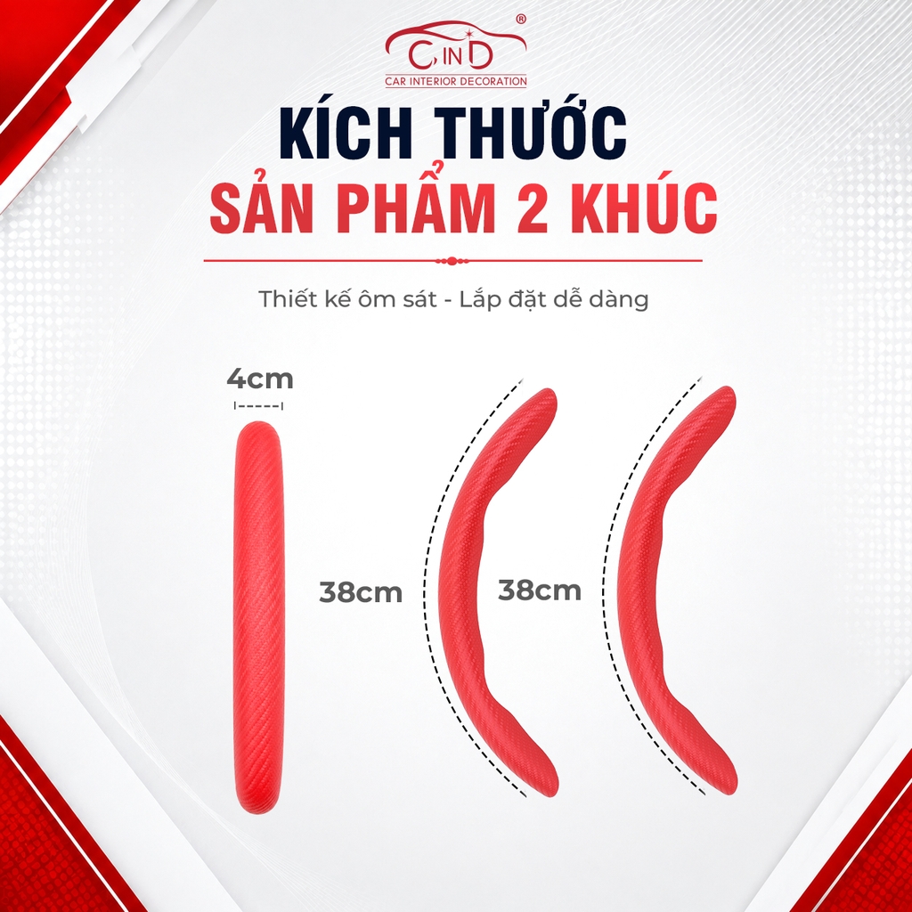 Ốp Bọc Vô Lăng CIND Carbon Nhám Thể Thao Mỏng Nhẹ Chống Trượt Phù Hợp Nhiều Dòng Xe