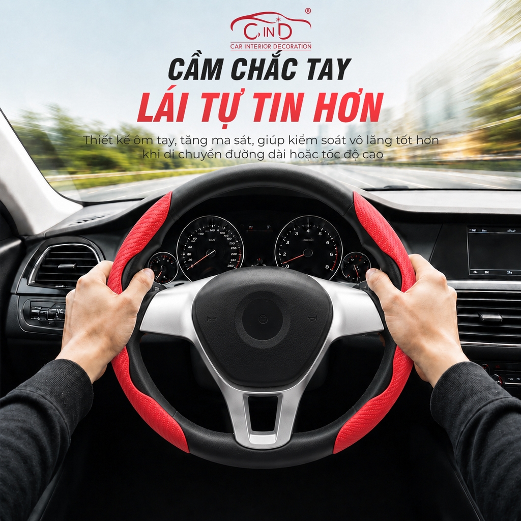 Ốp Bọc Vô Lăng CIND Carbon Nhám Thể Thao Mỏng Nhẹ Chống Trượt Phù Hợp Nhiều Dòng Xe