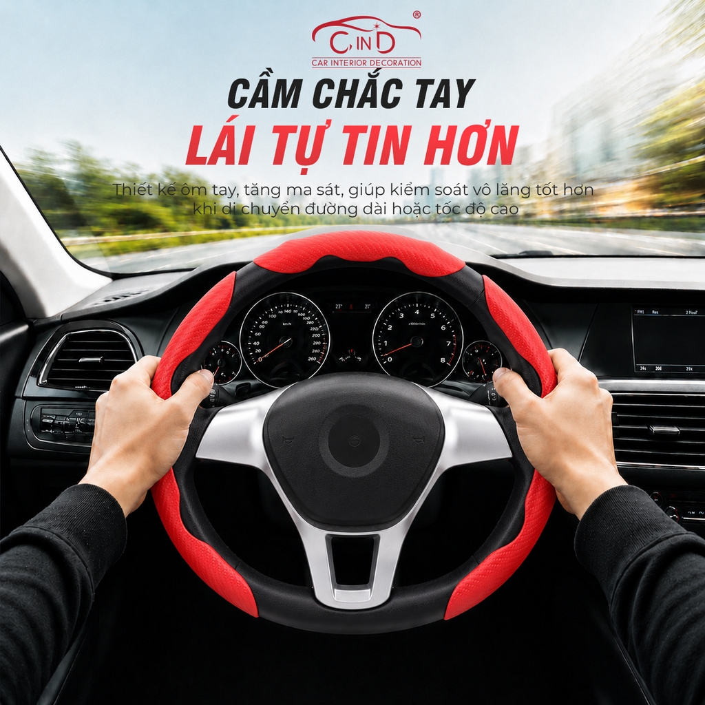 Ốp Bọc Vô Lăng CIND Carbon Nhám Thể Thao Mỏng Nhẹ Chống Trượt Phù Hợp Nhiều Dòng Xe