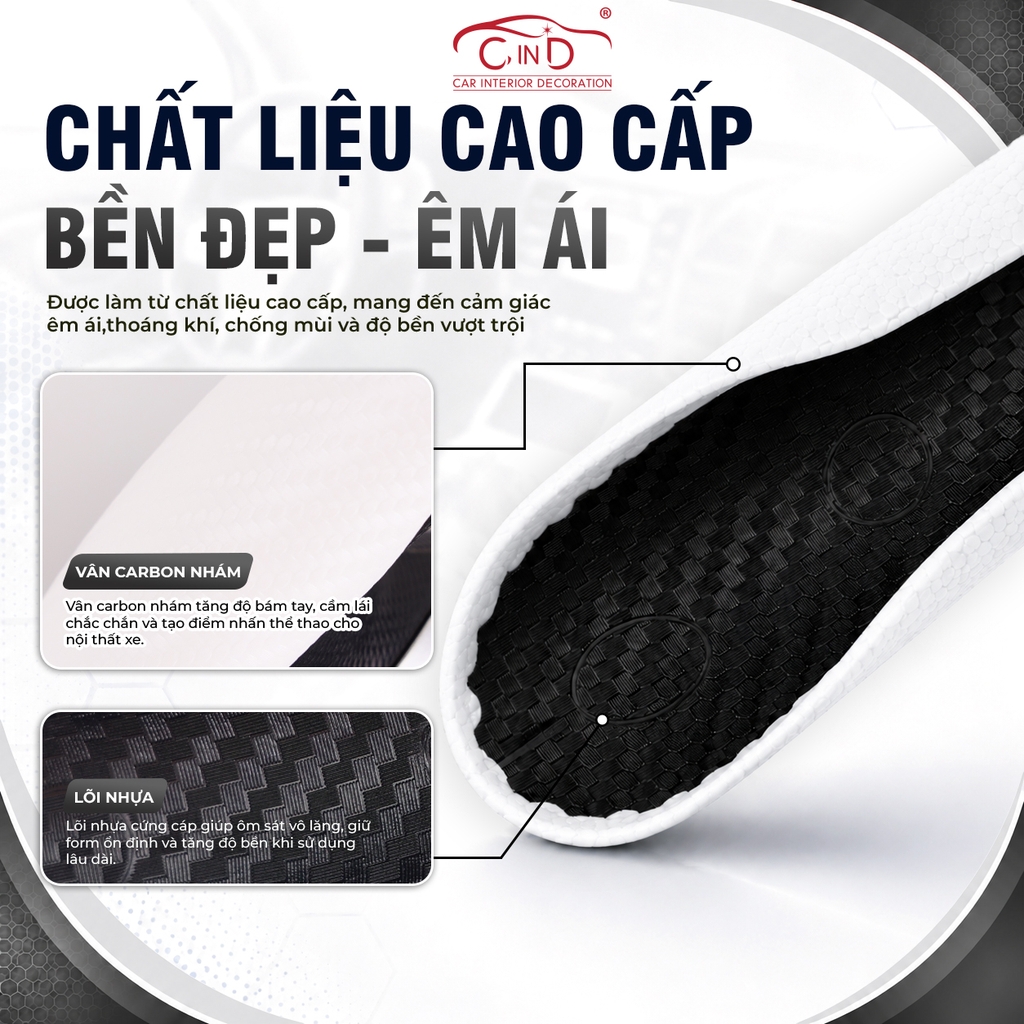 Ốp Bọc Vô Lăng CIND Carbon Nhám Thể Thao Mỏng Nhẹ Chống Trượt Phù Hợp Nhiều Dòng Xe