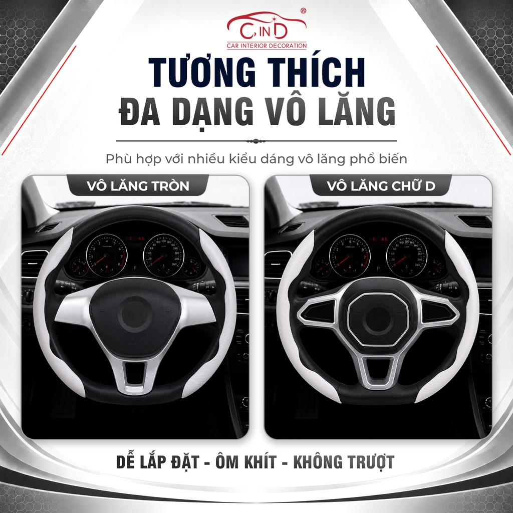 Ốp Bọc Vô Lăng CIND Carbon Nhám Thể Thao Mỏng Nhẹ Chống Trượt Phù Hợp Nhiều Dòng Xe