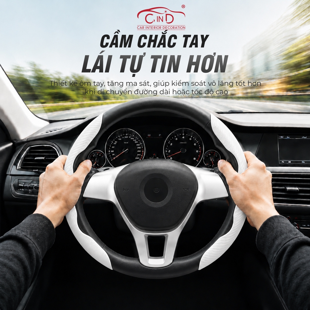 Ốp Bọc Vô Lăng CIND Carbon Nhám Thể Thao Mỏng Nhẹ Chống Trượt Phù Hợp Nhiều Dòng Xe