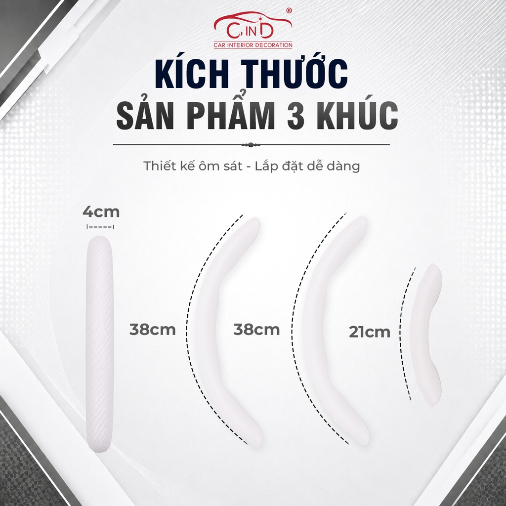 Ốp Bọc Vô Lăng CIND Carbon Nhám Thể Thao Mỏng Nhẹ Chống Trượt Phù Hợp Nhiều Dòng Xe