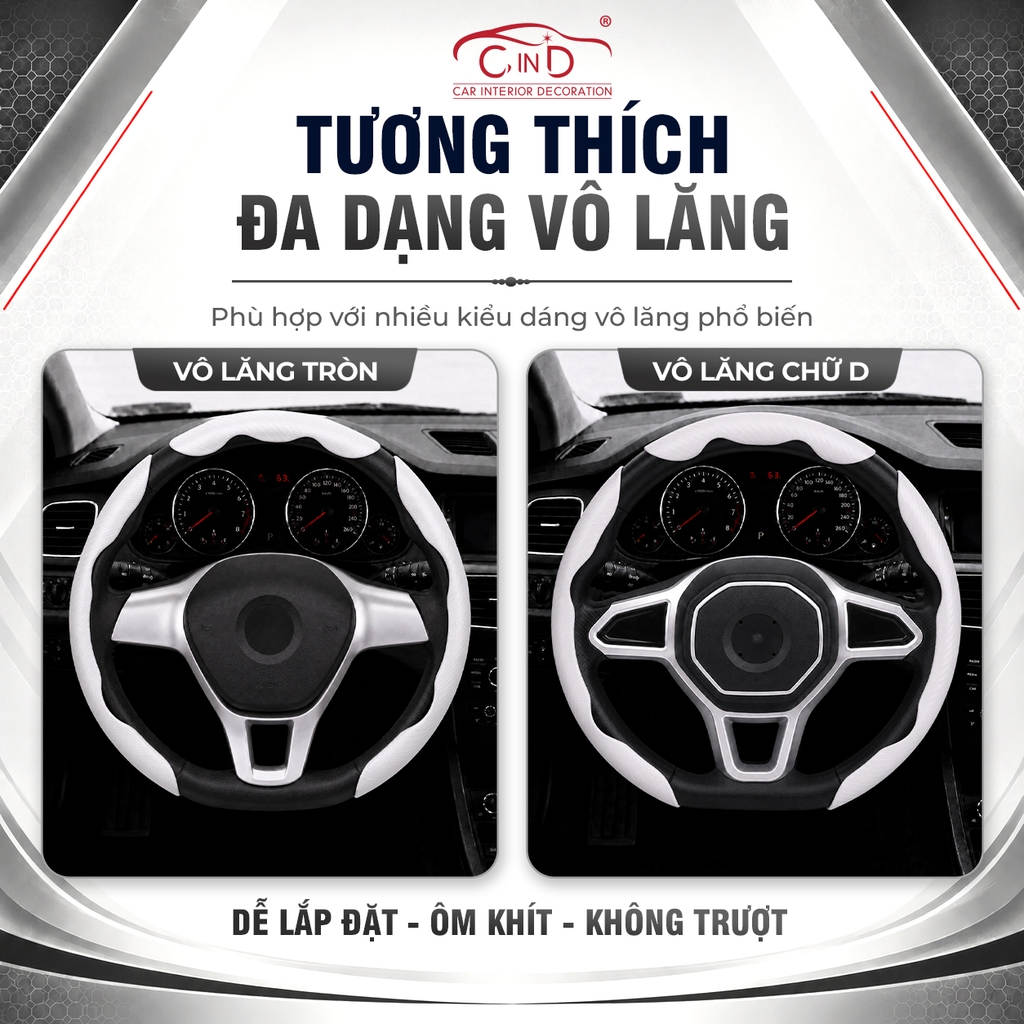 Ốp Bọc Vô Lăng CIND Carbon Nhám Thể Thao Mỏng Nhẹ Chống Trượt Phù Hợp Nhiều Dòng Xe