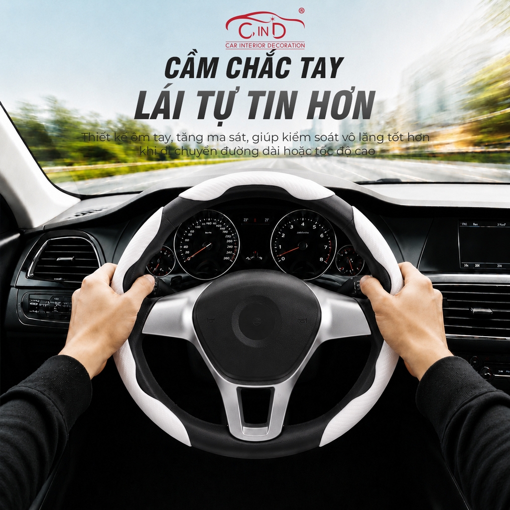 Ốp Bọc Vô Lăng CIND Carbon Nhám Thể Thao Mỏng Nhẹ Chống Trượt Phù Hợp Nhiều Dòng Xe