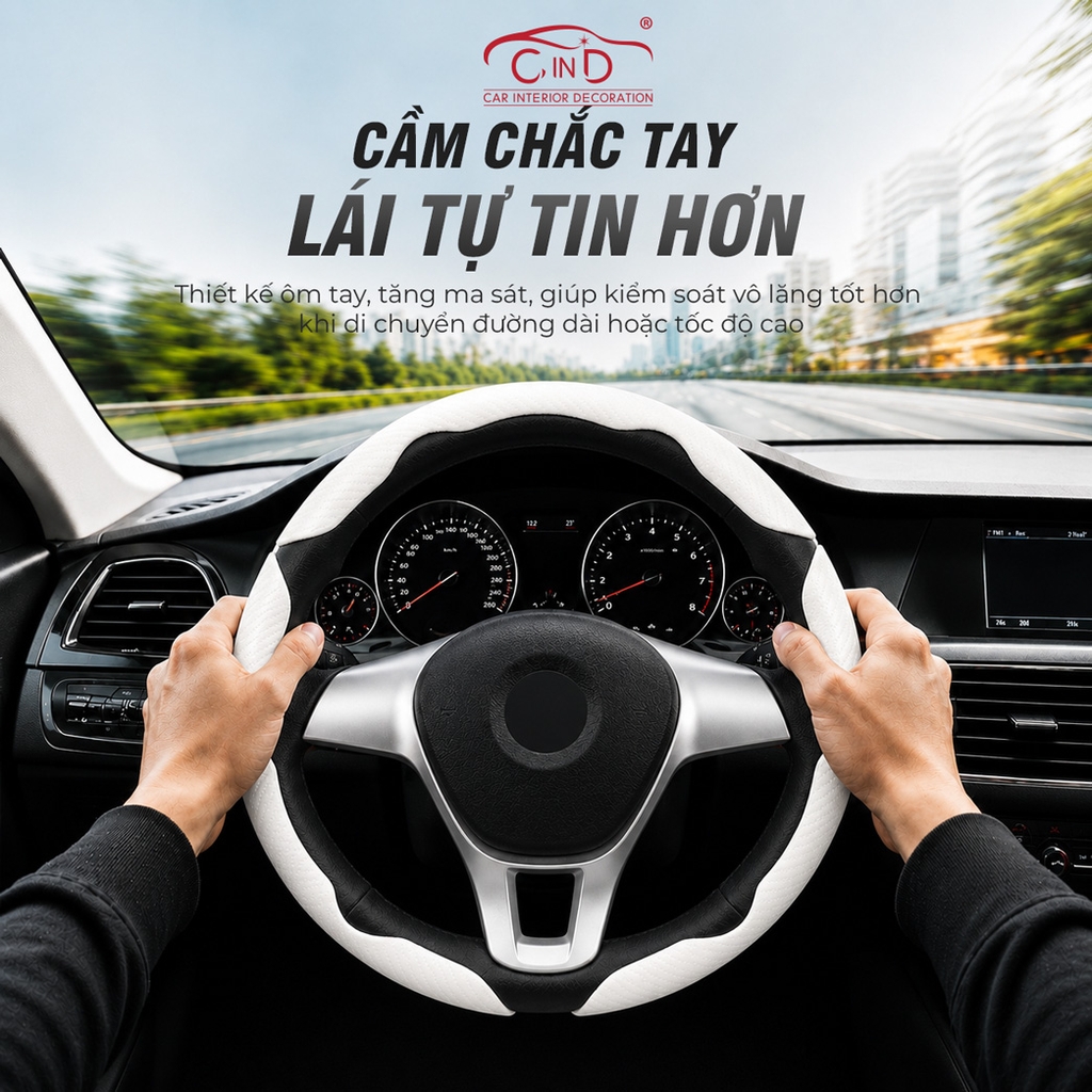 Miếng Ốp Bọc Vô Lăng Ô Tô CIND Carbon Nhám (Phiên Bản Nâng Cấp) Bám Tay Ma Sát Tốt Mỏng Nhẹ Chống Trượt Phù Hợp Nhiều Dòng Xe