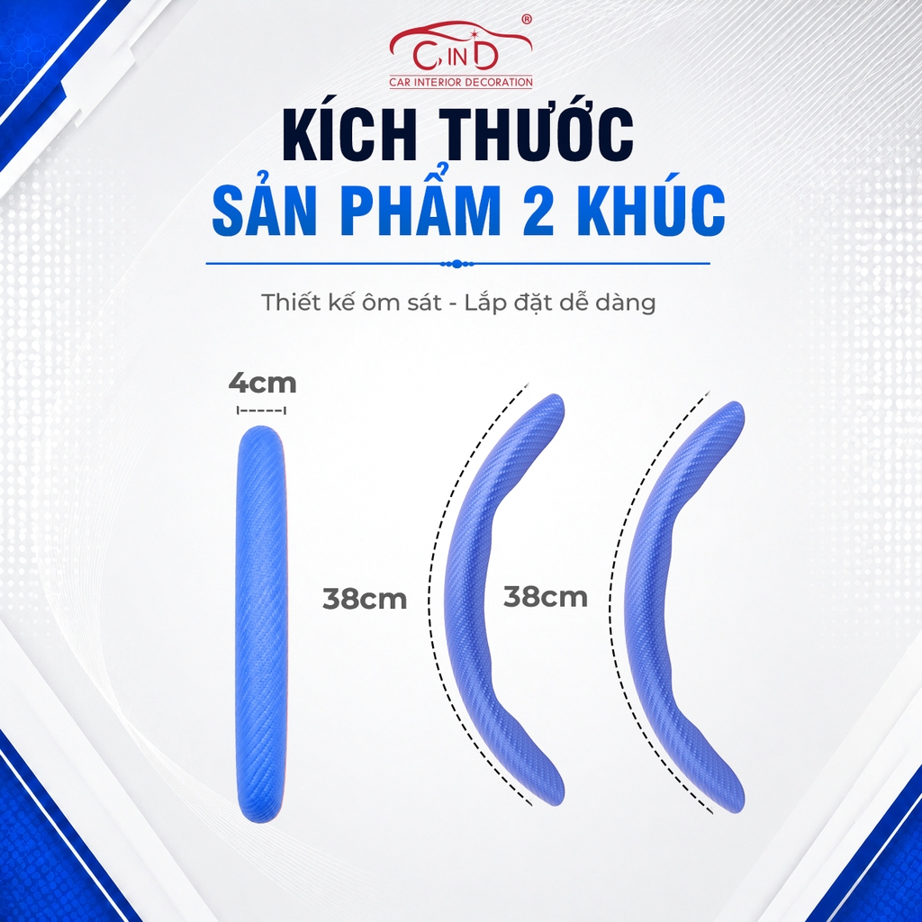 Ốp Bọc Vô Lăng CIND Carbon Nhám Thể Thao Mỏng Nhẹ Chống Trượt Phù Hợp Nhiều Dòng Xe