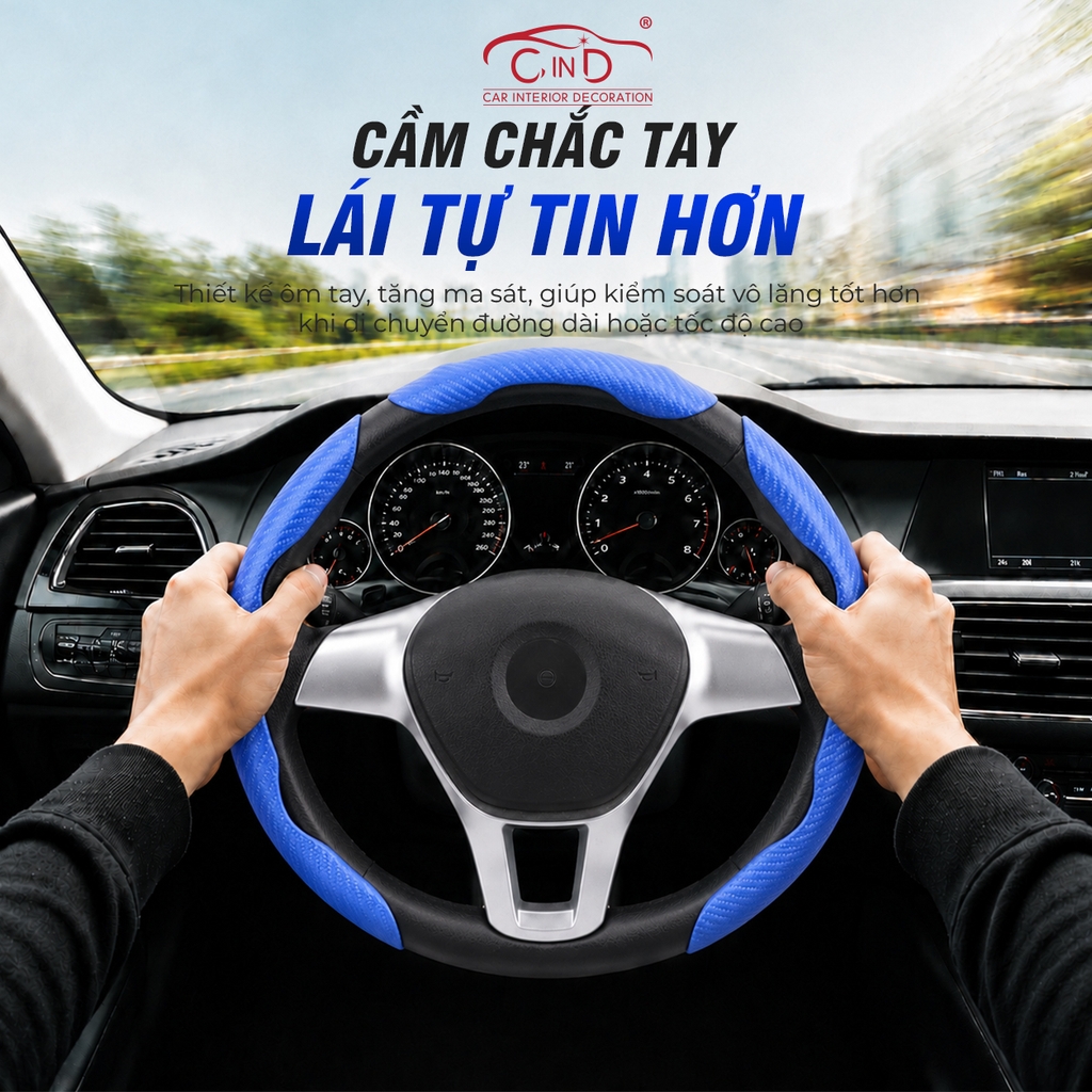 Ốp Bọc Vô Lăng CIND Carbon Nhám Thể Thao Mỏng Nhẹ Chống Trượt Phù Hợp Nhiều Dòng Xe