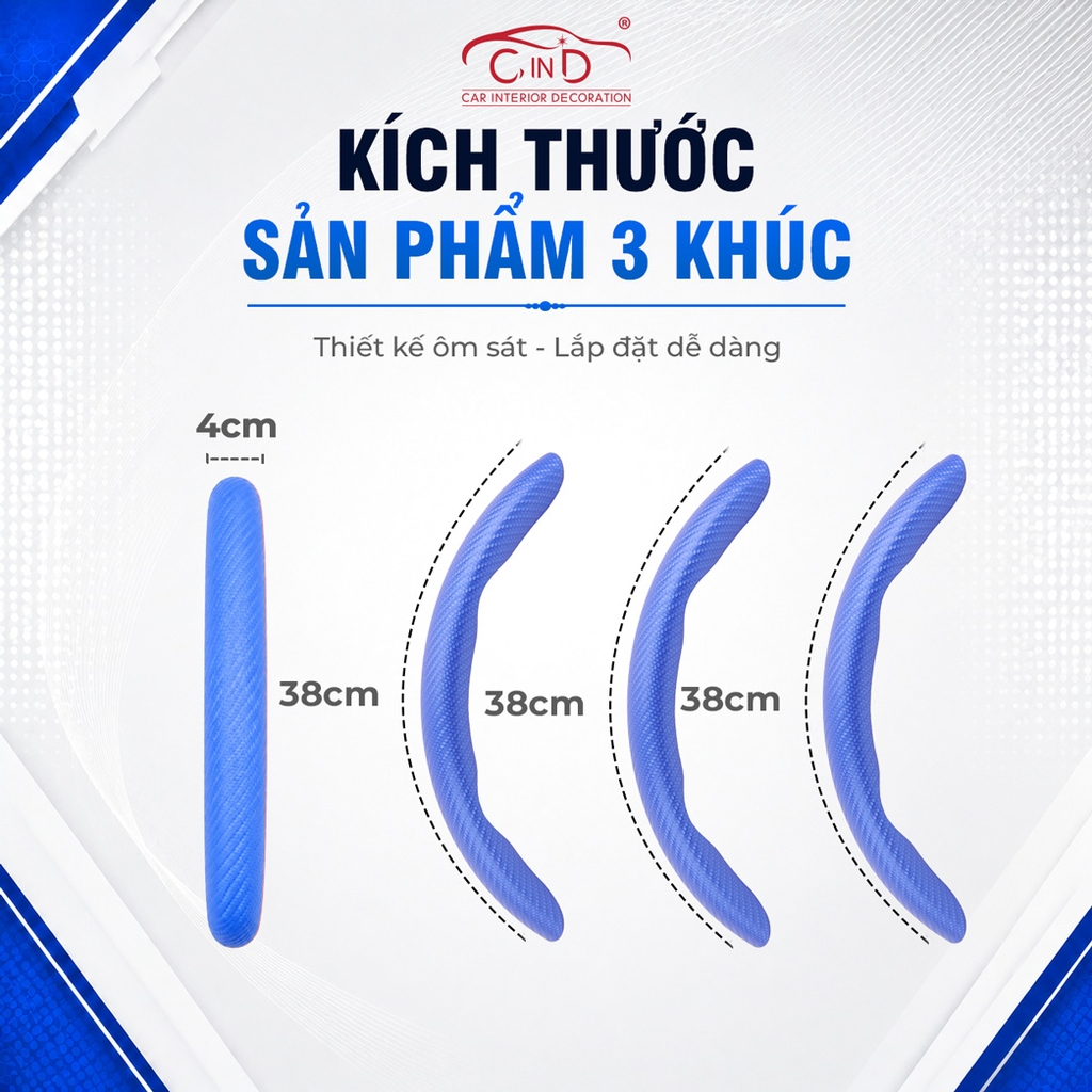 Miếng Ốp Bọc Vô Lăng Ô Tô CIND Carbon Nhám (Phiên Bản Nâng Cấp) Bám Tay Ma Sát Tốt Mỏng Nhẹ Chống Trượt Phù Hợp Nhiều Dòng Xe