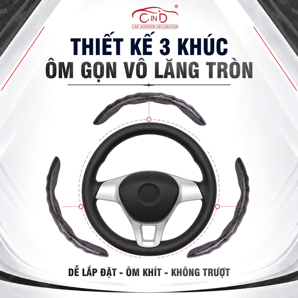 Ốp Bọc Vô Lăng CIND Vân Gỗ Đào (Phiên Bản Nâng Cấp) Sang Trọng Đẳng Cấp Mỏng Nhẹ Chống Trượt Phù Hợp Nhiều Dòng Xe