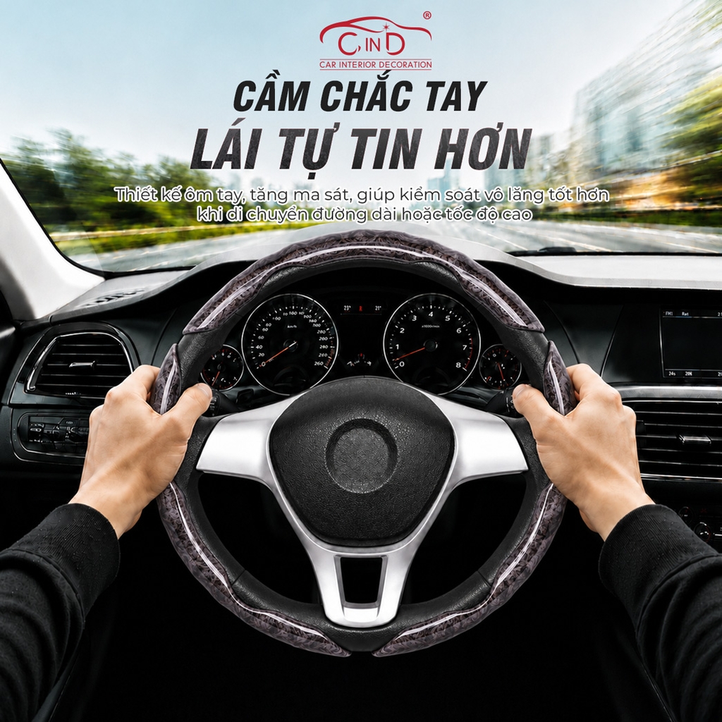 Ốp Bọc Vô Lăng CIND Vân Gỗ Đào (Phiên Bản Nâng Cấp) Sang Trọng Đẳng Cấp Mỏng Nhẹ Chống Trượt Phù Hợp Nhiều Dòng Xe
