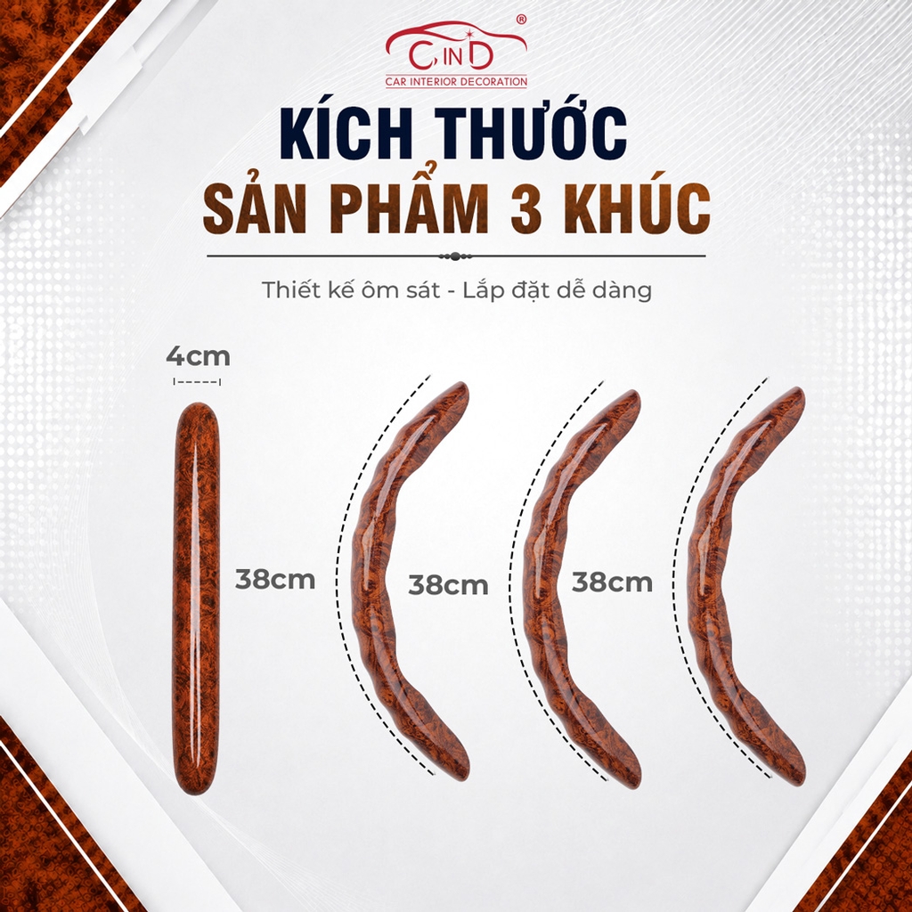 Ốp Bọc Vô Lăng CIND Vân Gỗ Đào (Phiên Bản Nâng Cấp) Sang Trọng Đẳng Cấp Mỏng Nhẹ Chống Trượt Phù Hợp Nhiều Dòng Xe