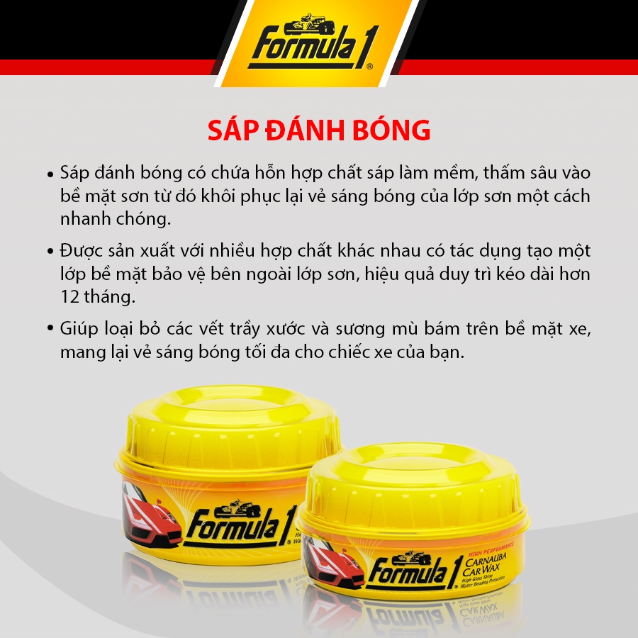 Combo Phục Hồi Phong Độ Formula 1: Xóa Vết Xước, Đánh Bóng Sơn Xe + Tặng Khăn Microfiber