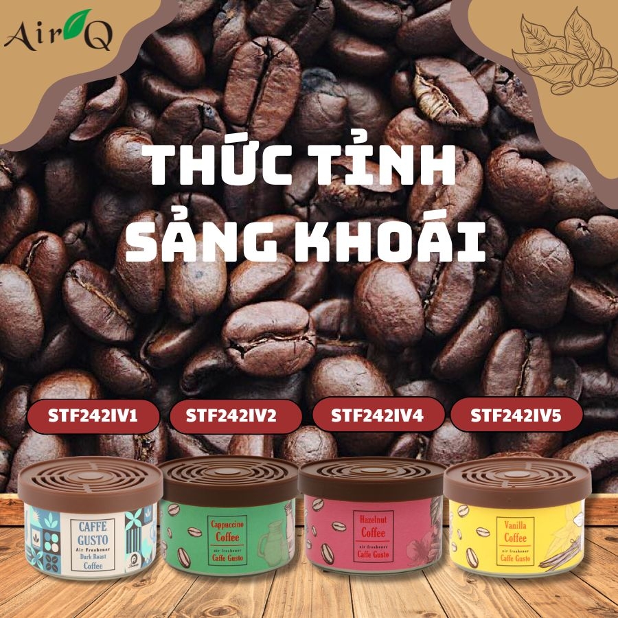 Sáp Thơm Ô Tô AIR-Q Caffe Gusto No242Iv-5 Cà Phê Sữa Tươi 36g - Nhập Khẩu Chính Hãng