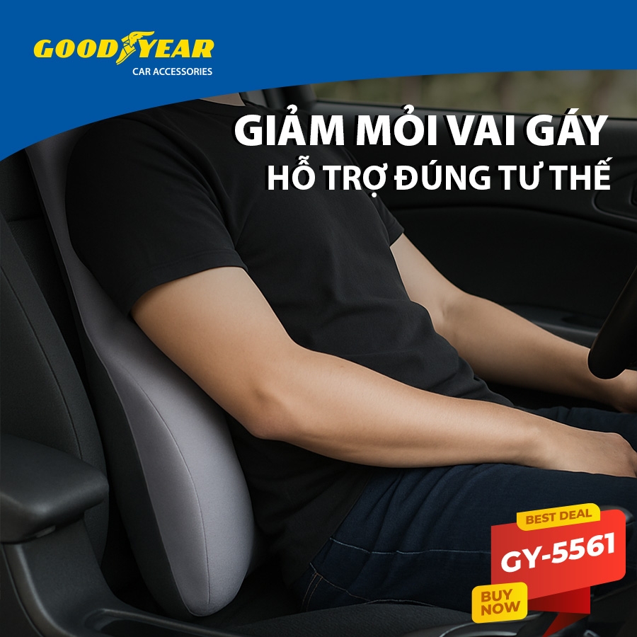 Gối Tựa Đầu Tựa Lưng Cao Su Non GOODYEAR Sang Trọng Mềm Mại Thoáng Khí