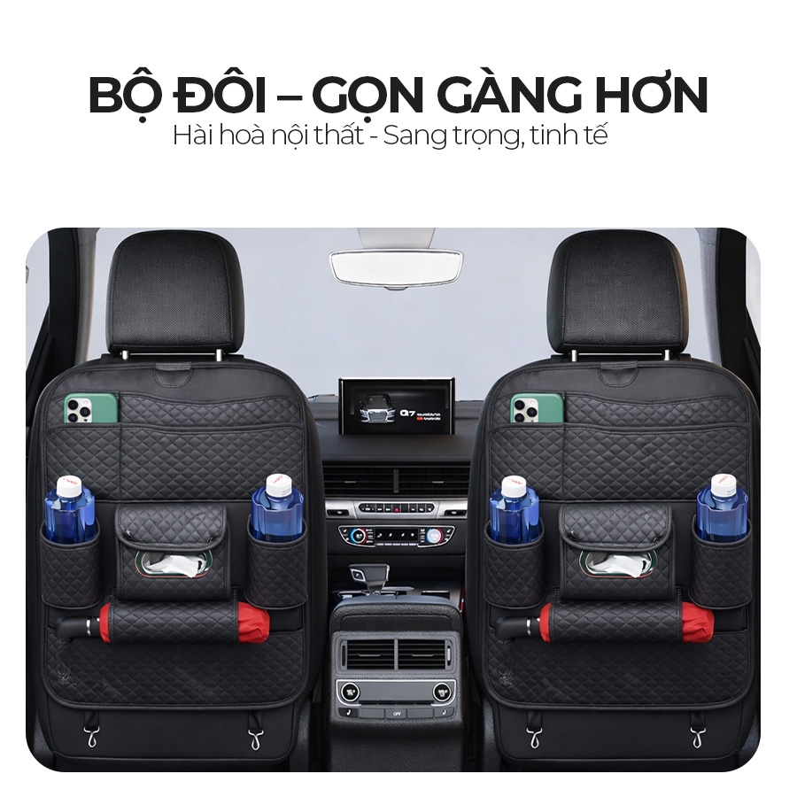 Túi Đựng Đồ Xe Hơi Đa Năng Sau Ghế Ô Tô CIND CD-L011 Da PU Màu Đen - Nhập Khẩu Chính Hãng