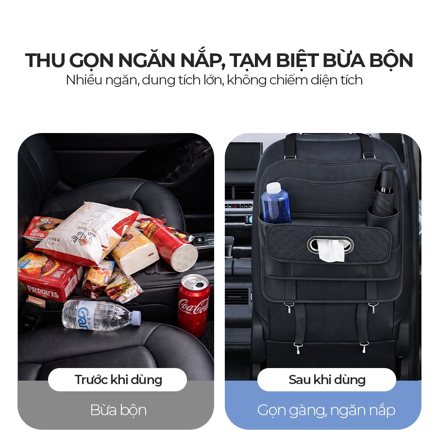 Túi Đựng Đồ Xe Hơi Đa Năng Sau Ghế Ô Tô CIND CD-T011 Da PU Màu Đen - Nhập Khẩu Chính Hãng