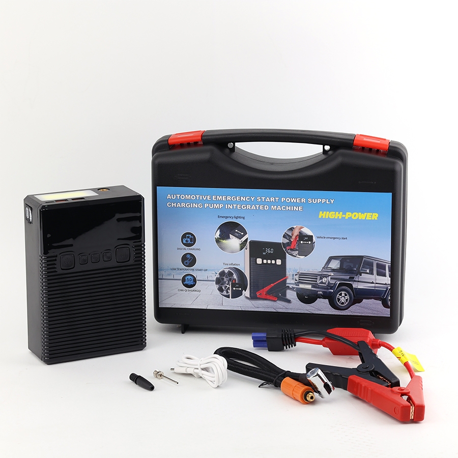 Bộ Khởi Động Khẩn Cấp Ô Tô 4in1 Đa Năng (Kích Bình, Bơm Lốp, Đèn SOS, Sạc Dự Phòng) Màn Hình Kỹ Thuật Số X001 - Nhập Khẩu Chính Hãng
