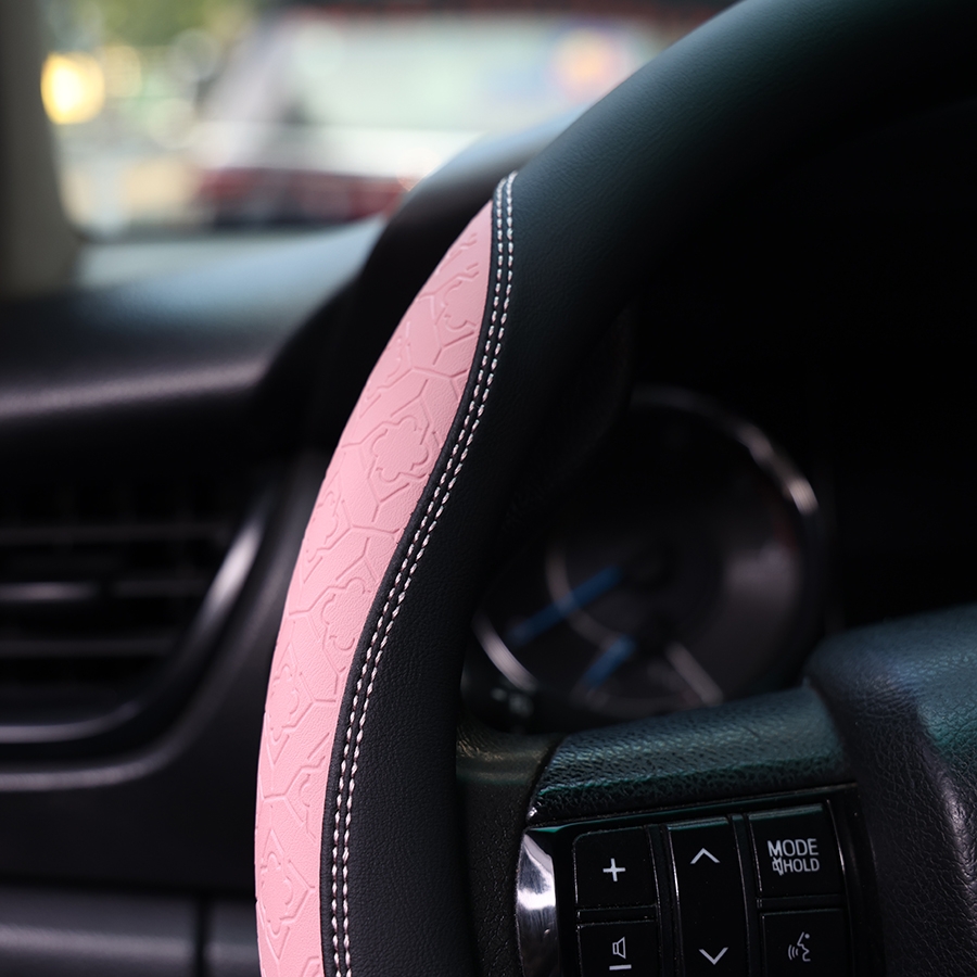 Bọc Vô Lăng CIND 8291 Size M Màu Đen Hồng - Nhập Khẩu Chính Hãng