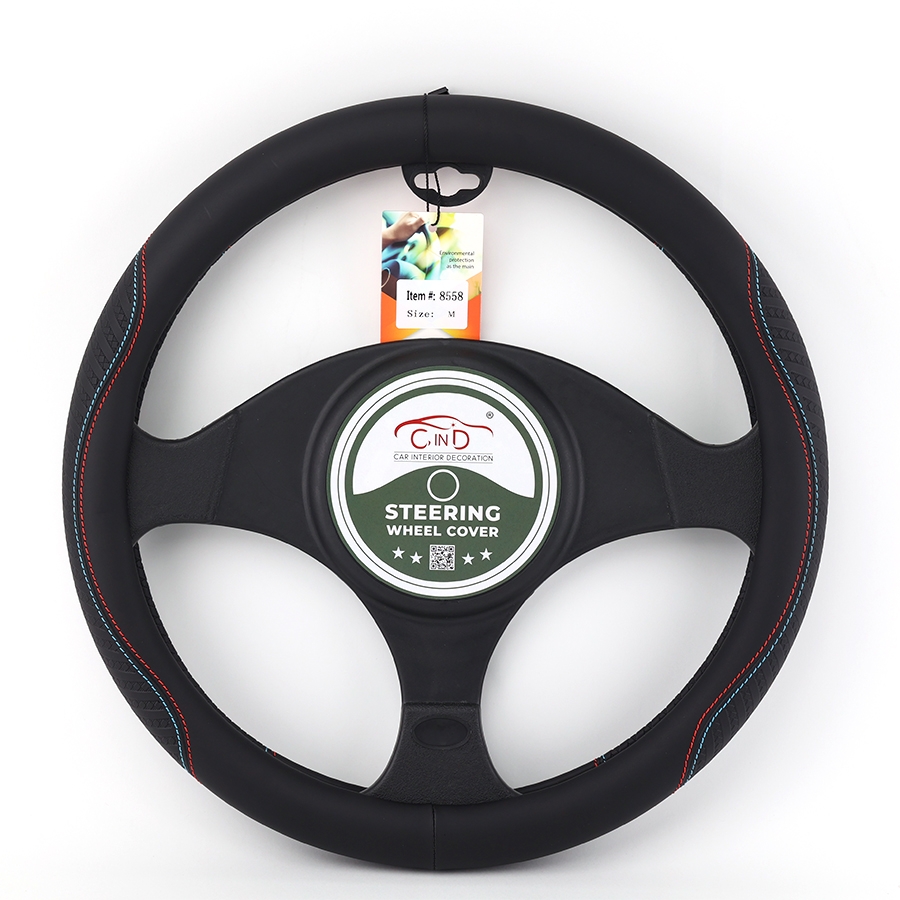 Bọc Vô Lăng CIND 8558 Size M Màu Đen Chỉ Đỏ Lam- Nhập Khẩu Chính Hãng
