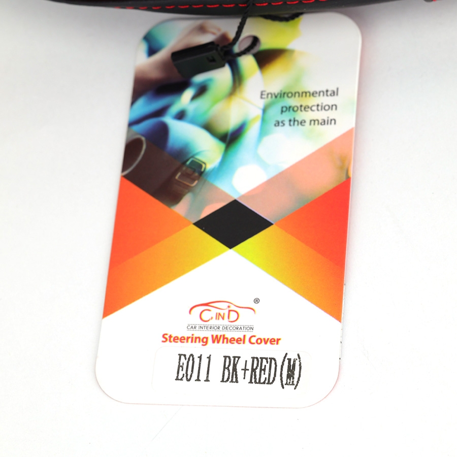 Bọc Vô Lăng CIND E011 Size M Màu Đen Đỏ Da PU Lõi TPE Chống Trượt Siêu Êm - Nhập Khẩu Chính Hãng