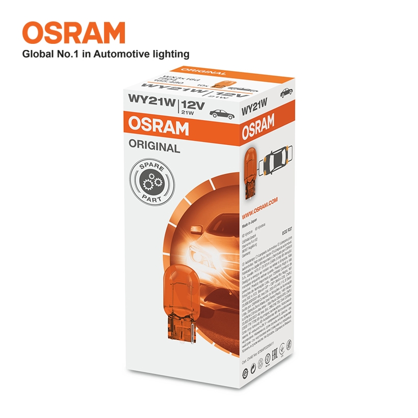 Combo 10 Bóng Đèn Chân Ghim Lớn 1 Tim OSRAM Original T20 WY21W 12V 21W Màu Vàng - Nhập Khẩu Chính Hãng