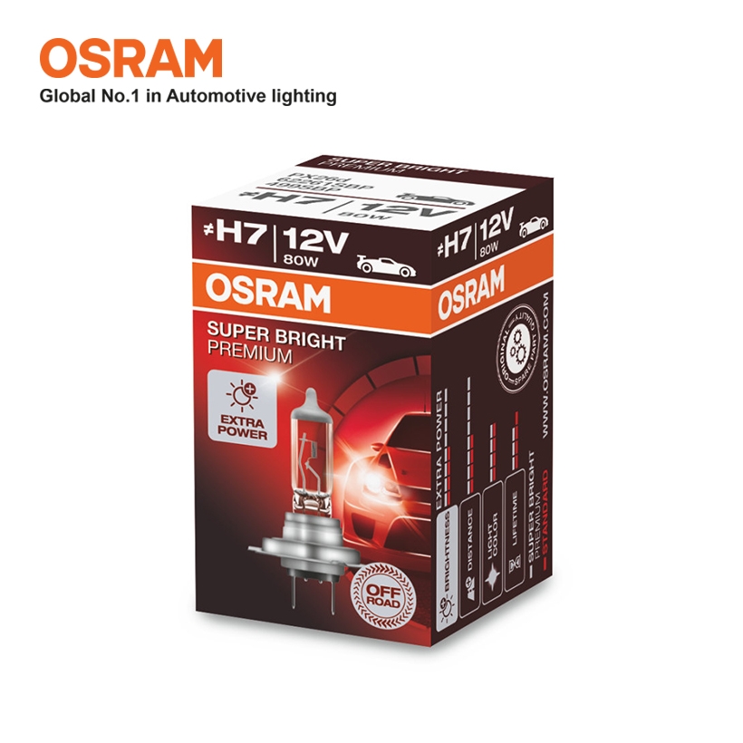 Bóng Đèn Halogen OSRAM Super Bright Premium H7 12V 80W - Nhập Khẩu Chính Hãng