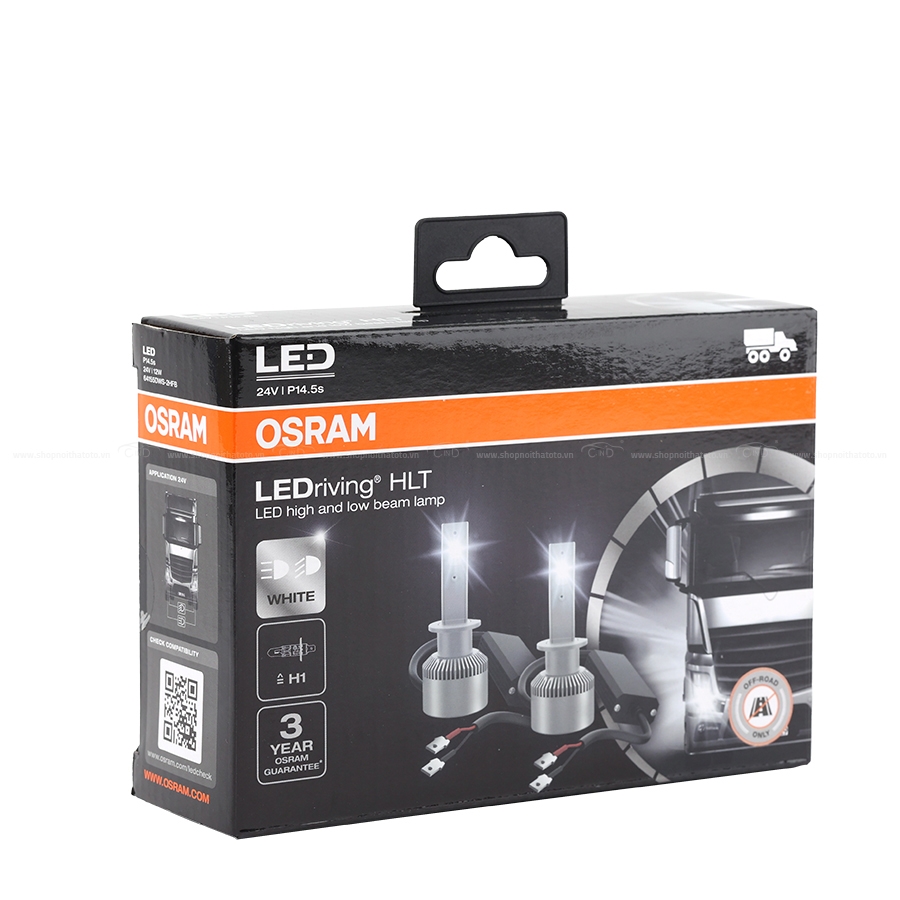 Combo 2 Bóng Đèn Led HLT OSRAM H1 64155DWS 24V 12W - Nhập Khẩu Chính Hãng