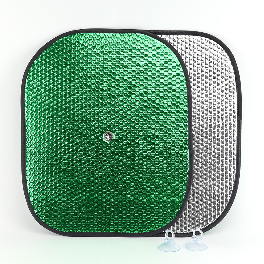 Combo 2 Tấm Che Nắng Ô Tô Xốp Cách Nhiệt Tròn Nhỏ Màu Lá Phủ Bạc CIND CD-C044 (36x44cm) - Nhập Khẩu Chính Hãng