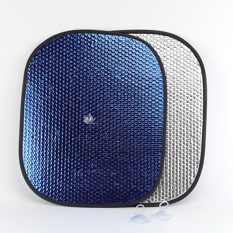 Combo 2 Tấm Che Nắng Ô Tô Xốp Cách Nhiệt Tròn Nhỏ Màu Lam Phủ Bạc CIND CD-C044 (36x44cm) - Nhập Khẩu Chính Hãng