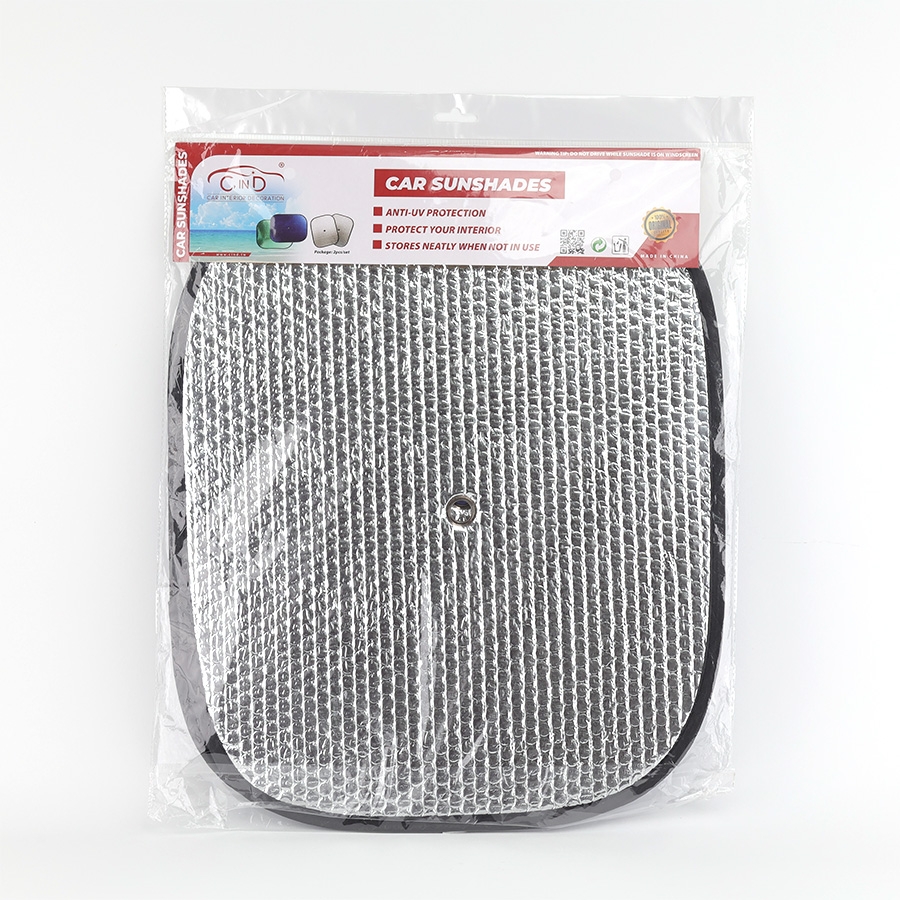Combo 2 Tấm Che Nắng Ô Tô Xốp Cách Nhiệt Tròn Nhỏ Màu Lam Phủ Bạc CIND CD-C044 (36x44cm) - Nhập Khẩu Chính Hãng