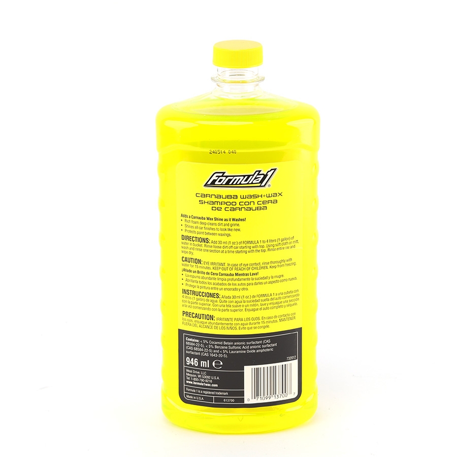 Dung Dịch Rửa Xe Ô Tô Kèm Sáp Bóng FORMULA 1 613700 946ml Sạch Sâu Bóng Đẹp Bảo Vệ Sơn - Nhập Khẩu Chính Hãng