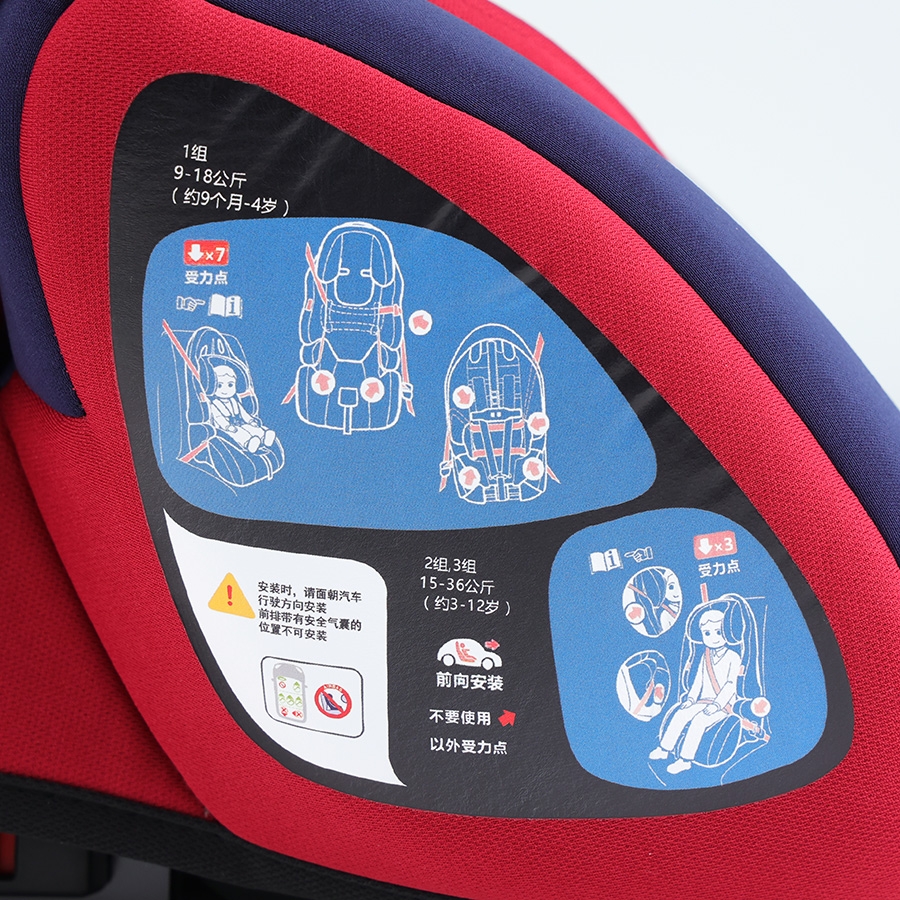 Ghế An Toàn Cho Trẻ Em QM-701A ISOFIX + LATCH + Khoá An Toàn 5 Điểm Phiên Bản Nâng Cấp Màu Đỏ Năng Động - Nhập Khẩu Chính Hãng