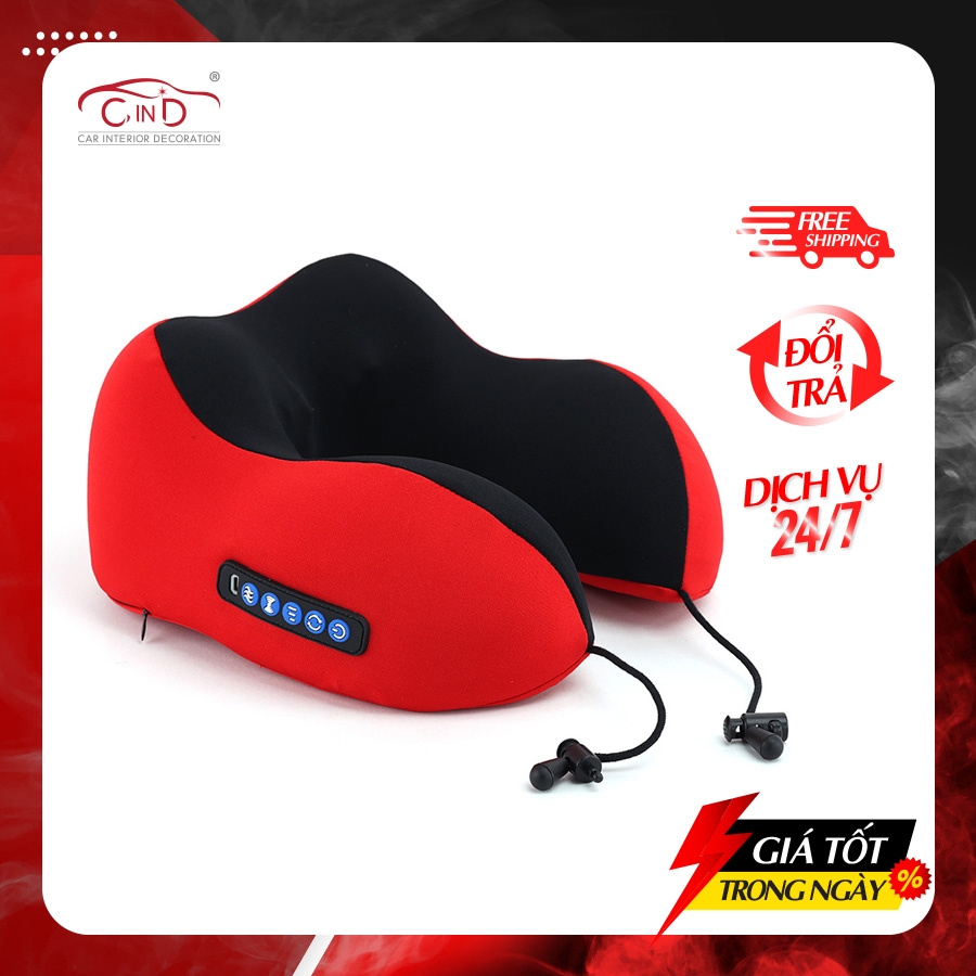 Gối Cổ Chữ U Cao Su Non Định Hình Đa Năng Massage Xoay 2 Chiều Hồng Ngoại Tích Điện CIND Chống Đau Mỏi Vai Gáy, Tựa Cổ Đi Máy Bay, Ô Tô, Du Lịch, Văn Phòng - Nhập Khẩu Chính Hãng