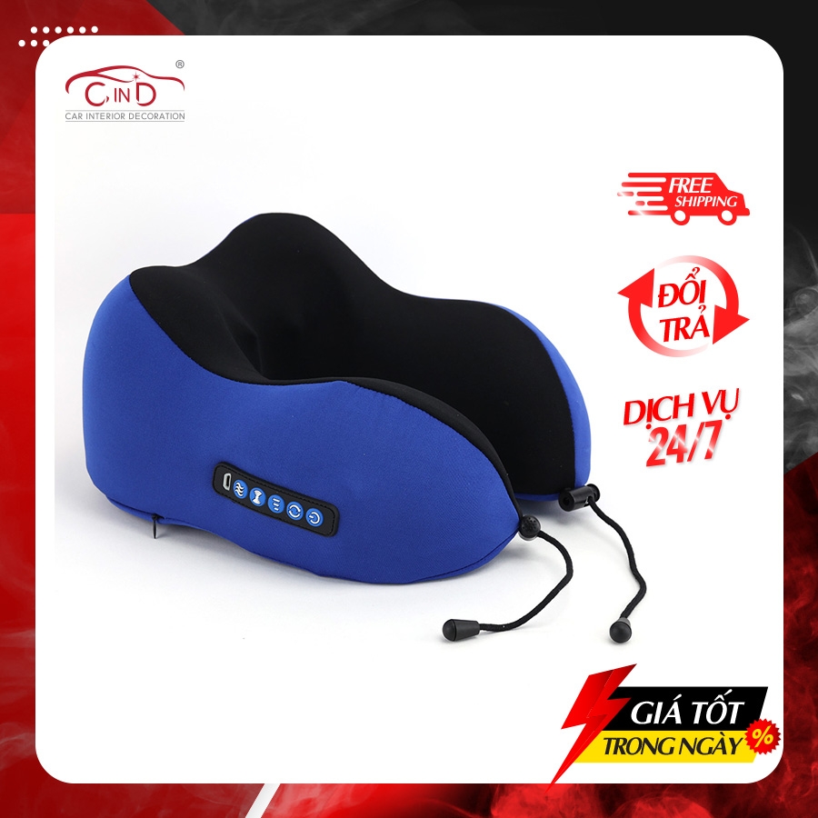 Gối Cổ Chữ U Cao Su Non Định Hình Đa Năng Massage Xoay 2 Chiều Hồng Ngoại Tích Điện CIND Chống Đau Mỏi Vai Gáy, Tựa Cổ Đi Máy Bay, Ô Tô, Du Lịch, Văn Phòng - Nhập Khẩu Chính Hãng