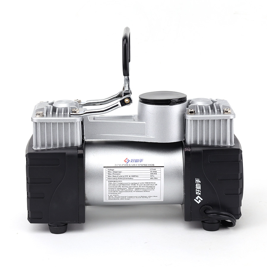 Máy Bơm Lốp Ô Tô 2 Xi-lanh 12V Công Suất Lớn Mạnh Mẽ Bơm Hơi Đa Năng HS-978A - Nhập Khẩu Chính Hãng