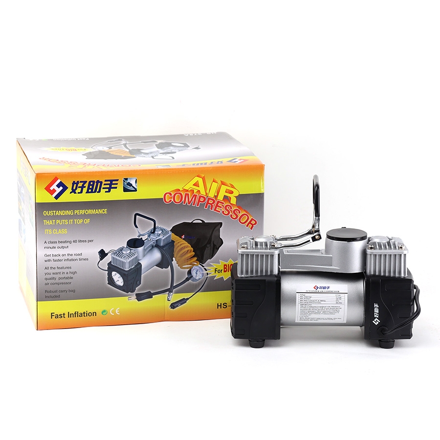 Máy Bơm Lốp Ô Tô 2 Xi-lanh 12V Công Suất Lớn Mạnh Mẽ Bơm Hơi Đa Năng HS-978A - Nhập Khẩu Chính Hãng