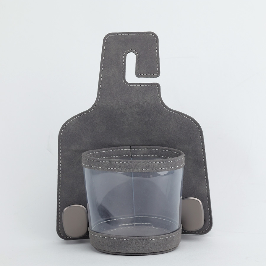 Móc Treo Đa Năng Có Hộc Đựng Ly Trên Ô Tô CIND BO-L021 Bằng Kim Loại Bọc Da Lộn Màu Xám Sang Trọng Cho Nội Thất Xe - Nhập Khẩu Chính Hãng