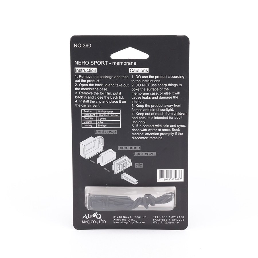 Nước Hoa Ô Tô 2in1 Treo Gương & Ghim Máy Lạnh AIR-Q Nero Sport No360 Đánh Thức Cảm Xúc Trên Mọi Hành Trình - Nhập Khẩu Chính Hãng