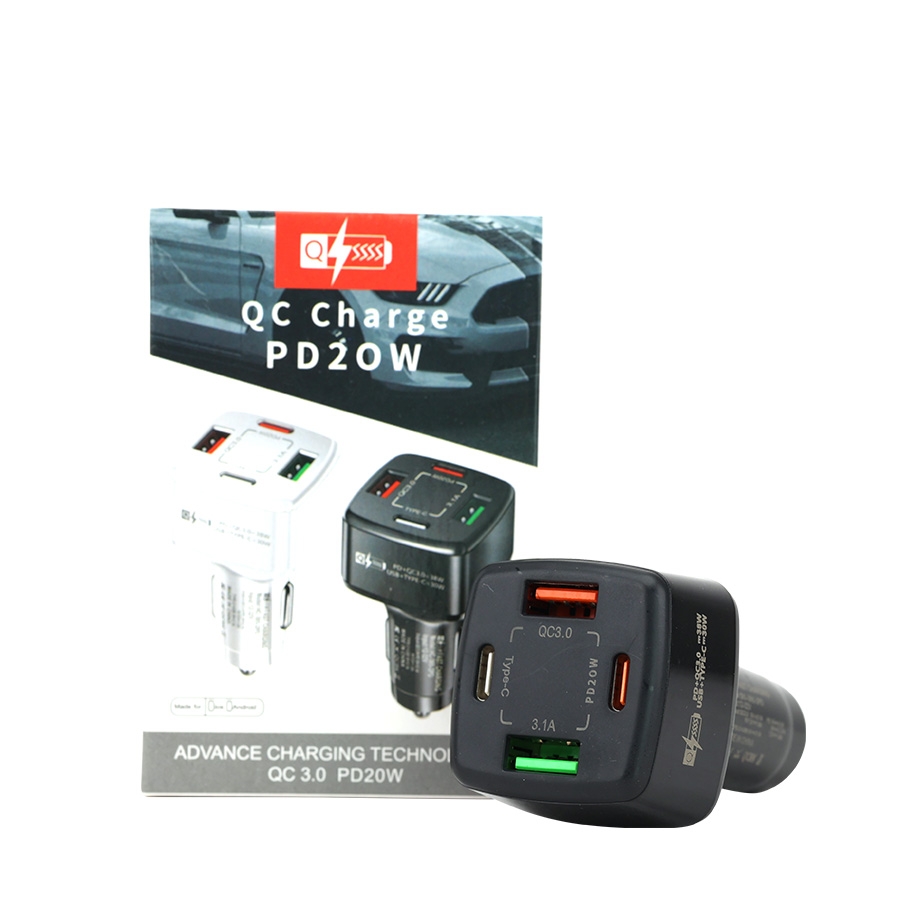 Tẩu Sạc Nhanh 38W QC3.0 + PD 3.0 2 Cổng USB Và 2 Cổng Type C CIND PD20W 38W - Nhập Khẩu Chính Hãng