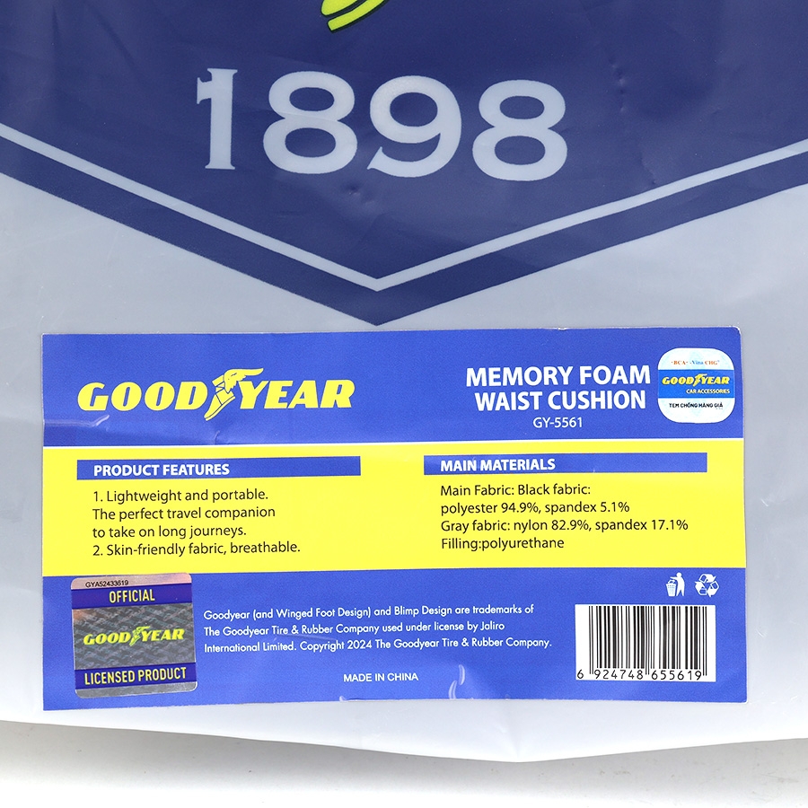 Gối Tựa Đầu Tựa Lưng Cao Su Non GOODYEAR Sang Trọng Mềm Mại Thoáng Khí - Nhập Khẩu Chính Hãng