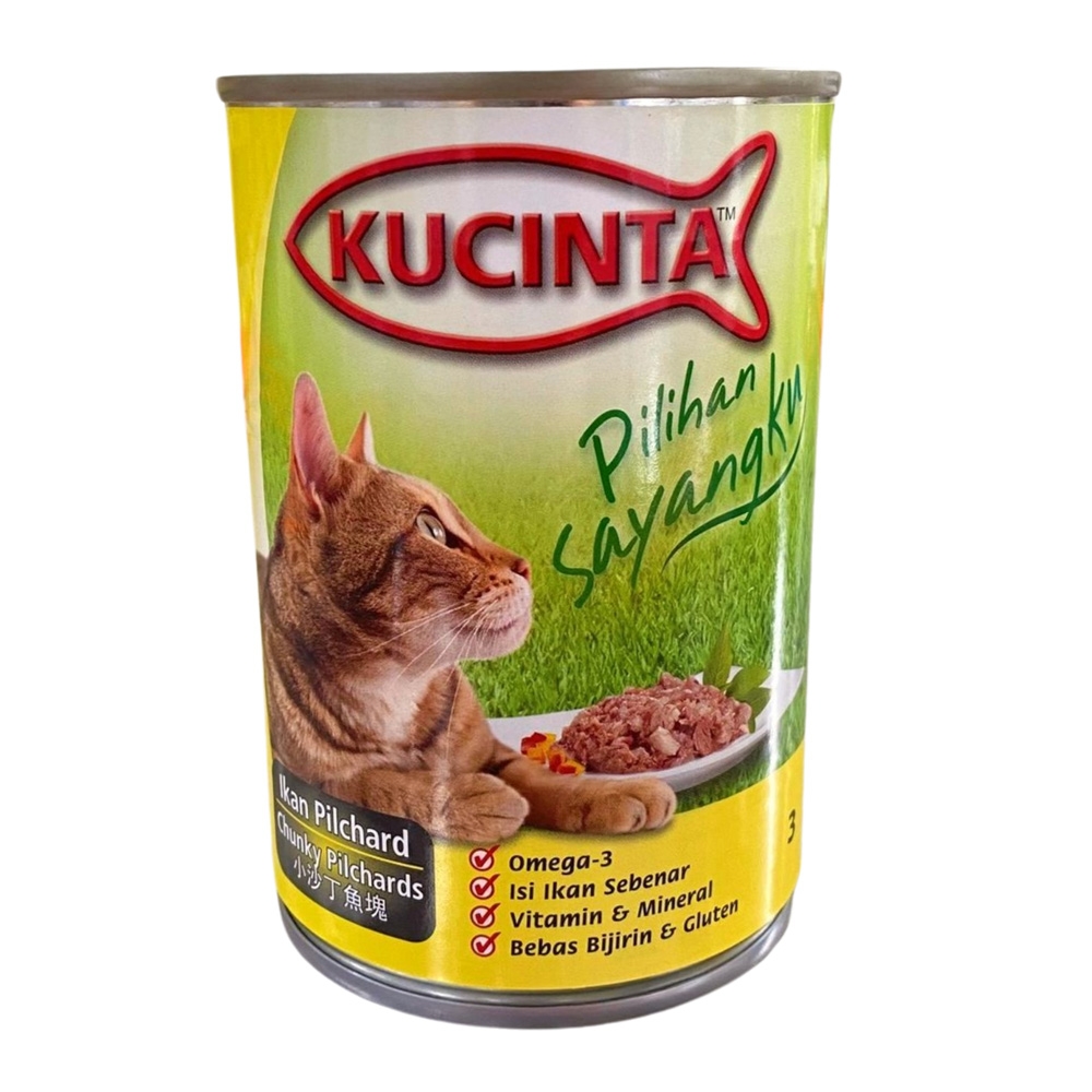 Pate Kucinta lon 400g Chunky Pilchards vị cá mòi cắt khúc cho mèo