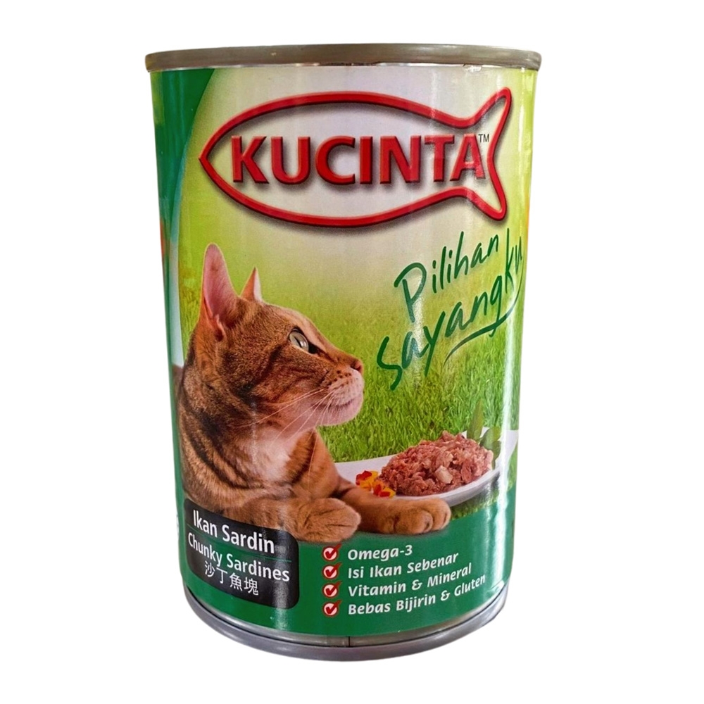 Pate Kucinta lon 400g Chunky Sardines vị cá trích cắt khúc cho mèo
