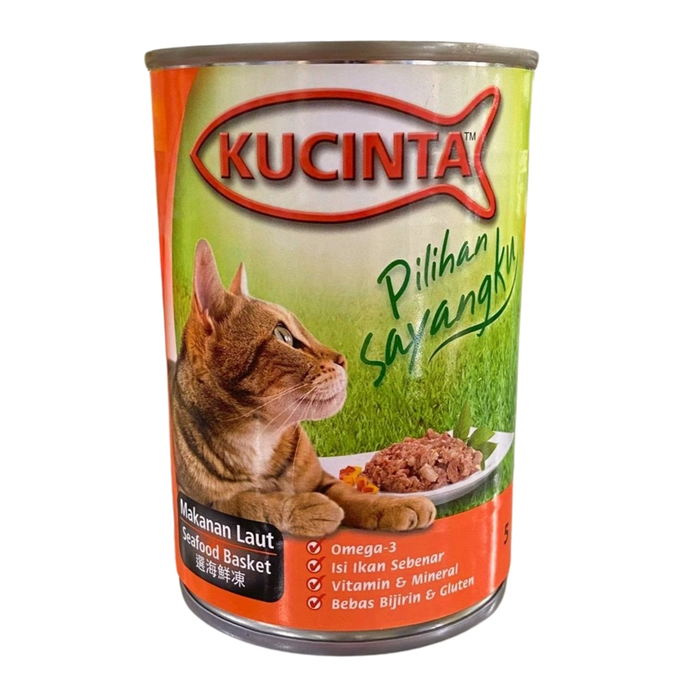 Pate Kucinta lon 400g Seafood Basket vị hải sản cho mèo