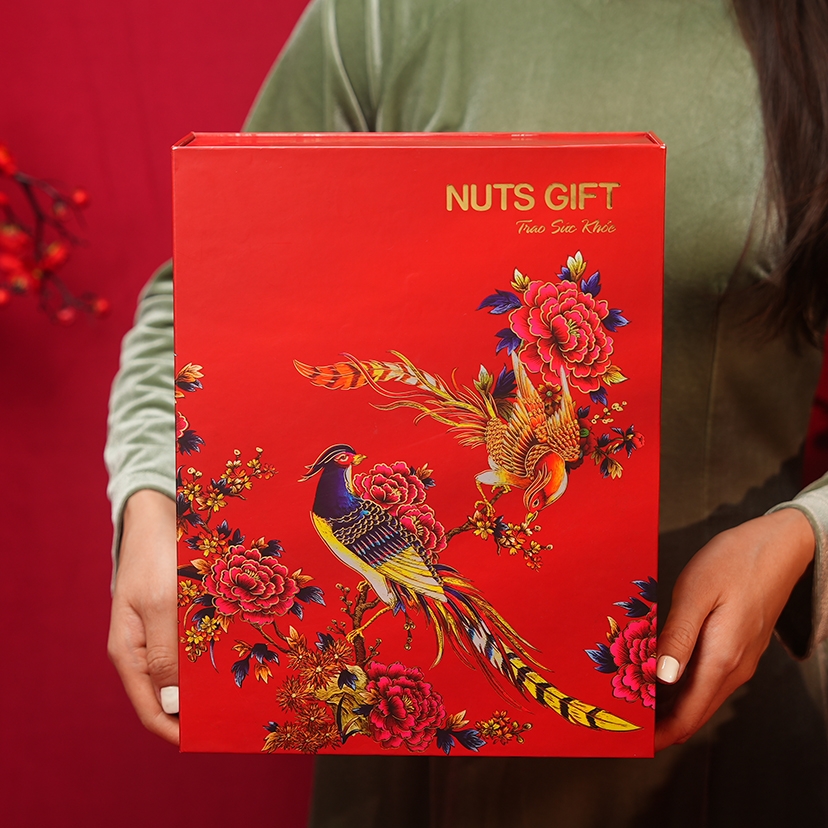 Hộp Quà Tết Nuts Gift 2024 - Hoa Khai Phú Quý, 6 vị nguyên hạt