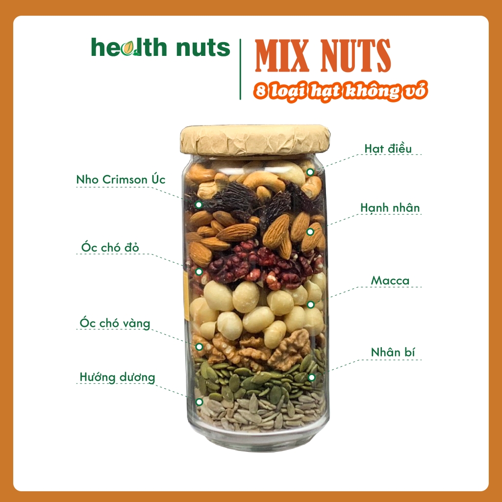 Mix Nuts 8 loại hạt tách vỏ - hương vị mới
