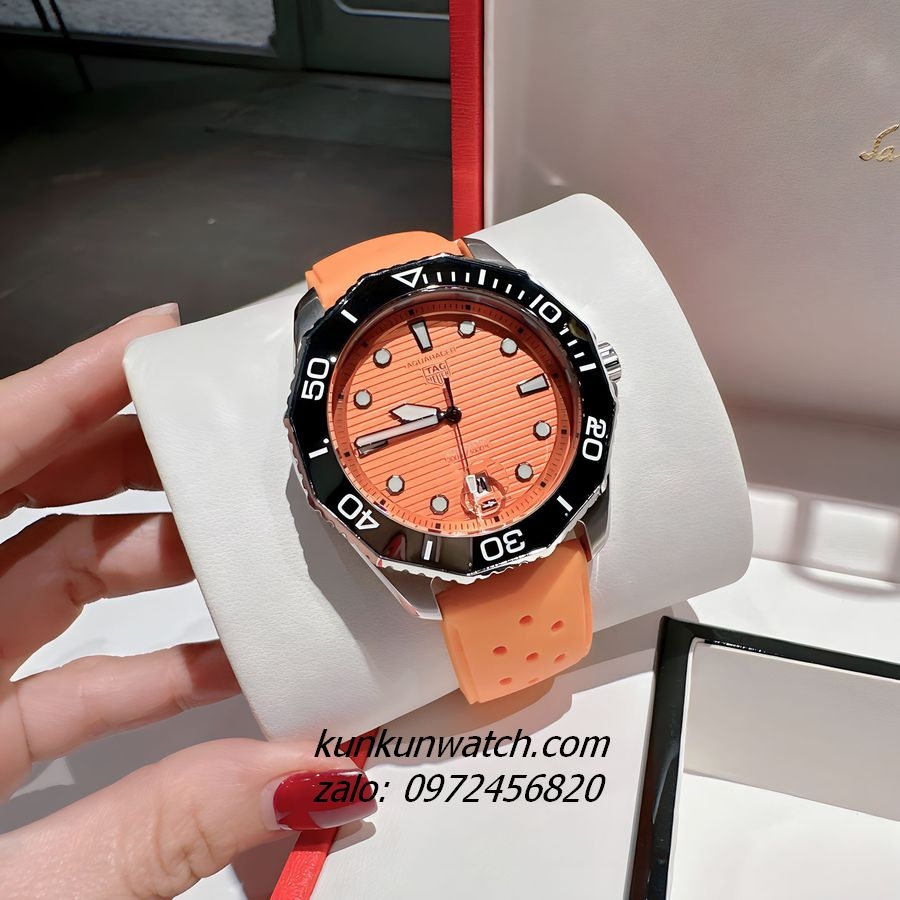 Đồng Hồ Nam Tag Heuer Aquaracer Calibre 16 Automatic Dạ Quang Dây Silicone  Orange 43mm
