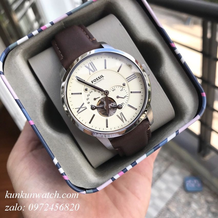 Đồng Hồ Nam Fossil ME3064 Automatic Lộ Cơ Mốc 7 Giờ Dây Da 44mm KUNKUN ...